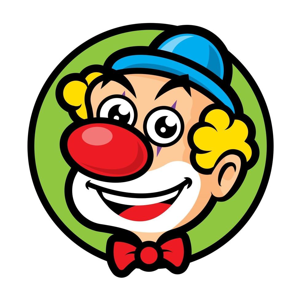 schattige clown met grote neus die gelukkig glimlacht vector