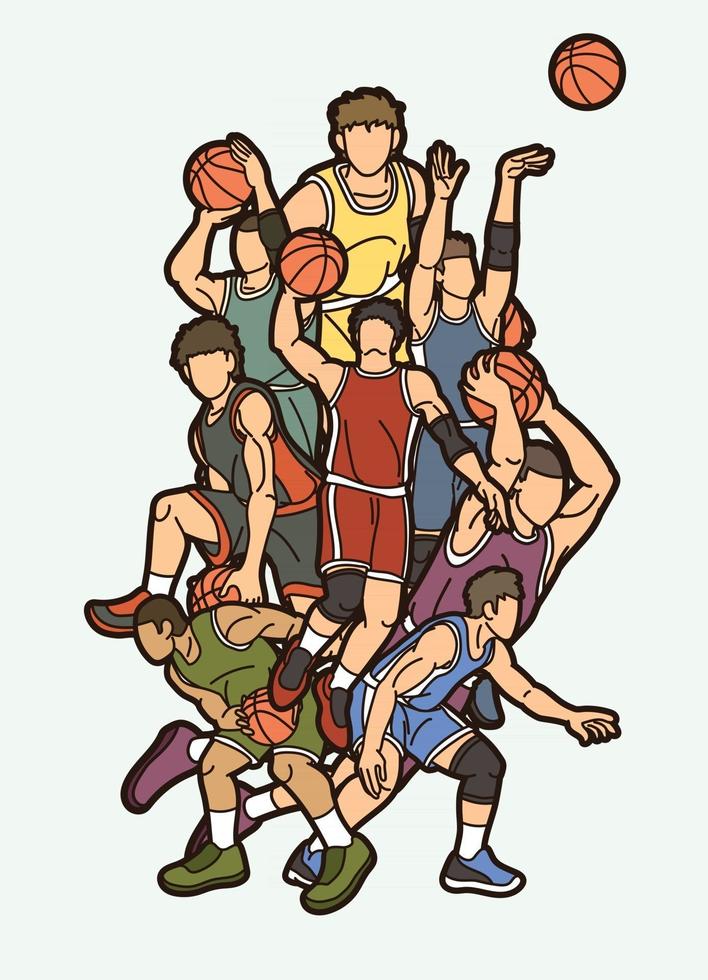 basketbal sport spelers cartoon afbeelding vector