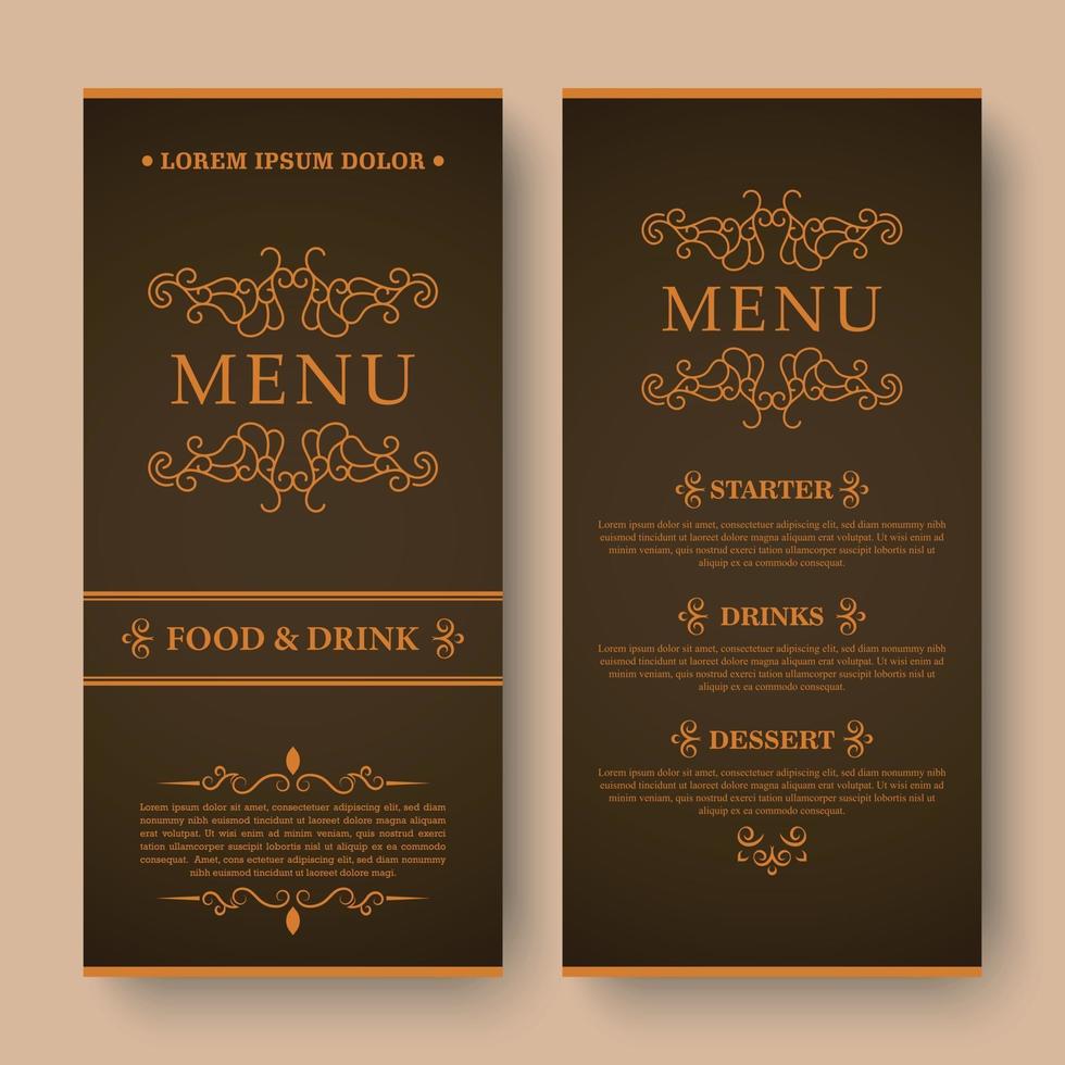 luxe restaurantmenu met elegante sierstijl vector