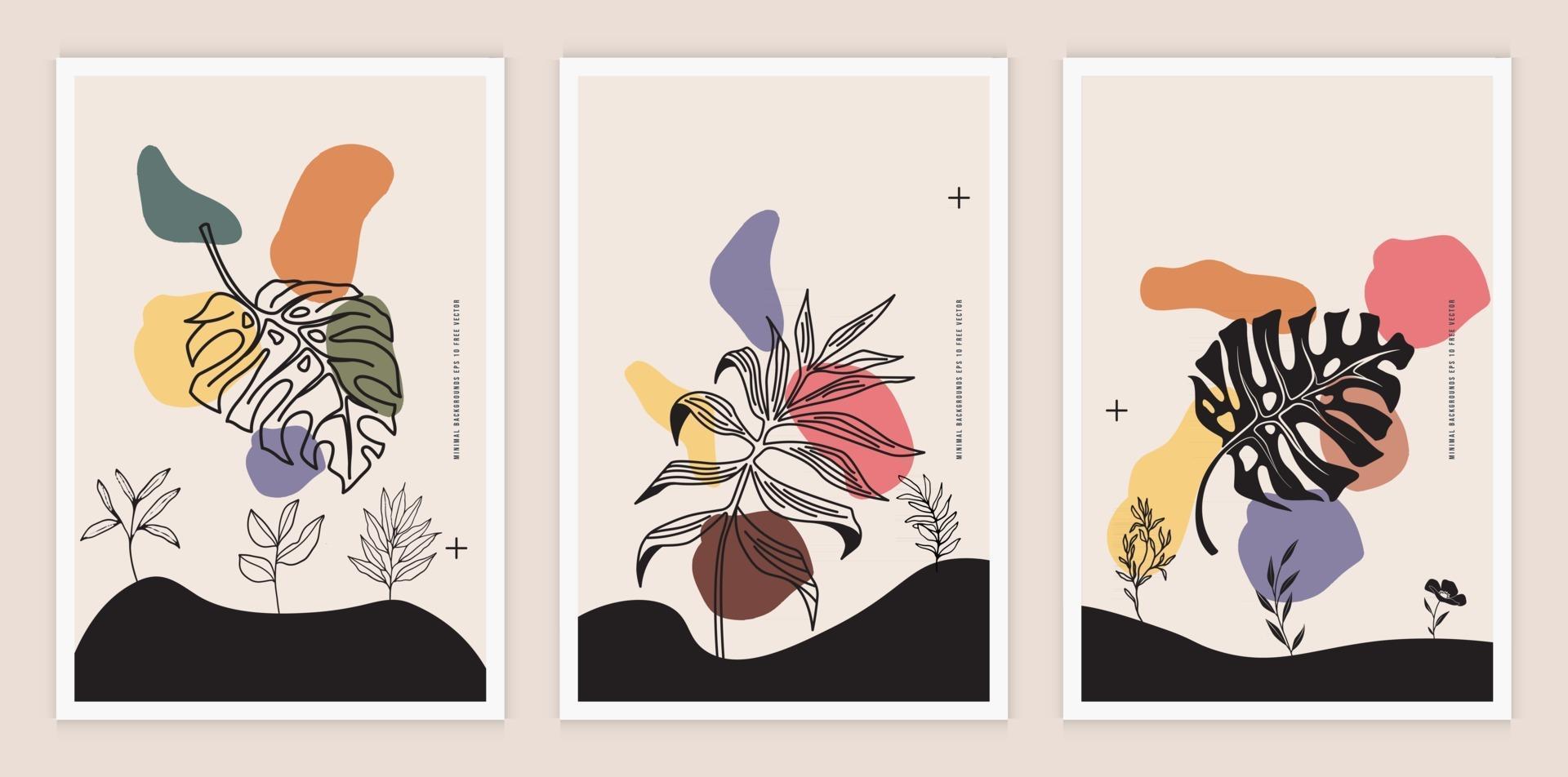 moderne minimalistische abstracte botanische lijntekeningen vectorillustratie met achtergrond geschikt voor boeken omvat brochures flyers sociale berichten enz vector