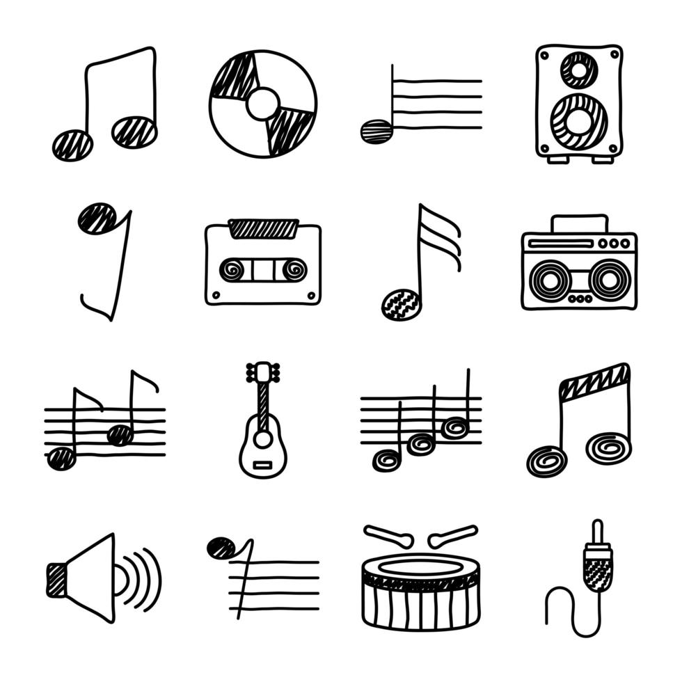bundel van muziekset pictogrammen vector