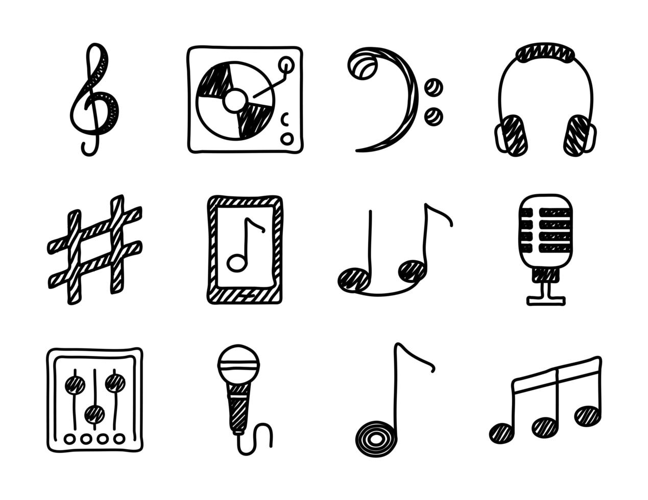 bundel van muziekset pictogrammen vector