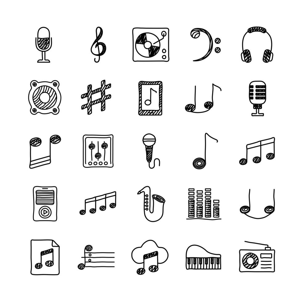 bundel van muziekset pictogrammen vector