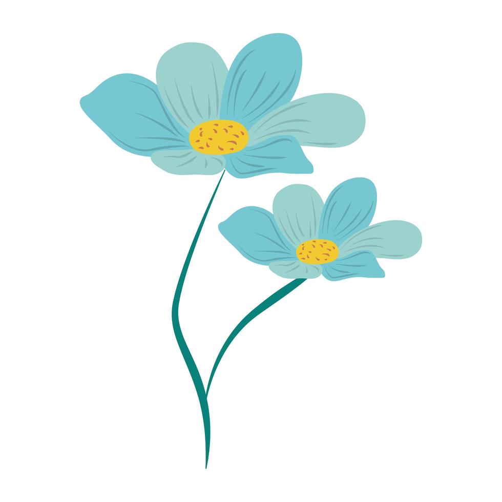 blauwe bloemen bloemen aard geïsoleerde pictogram vector