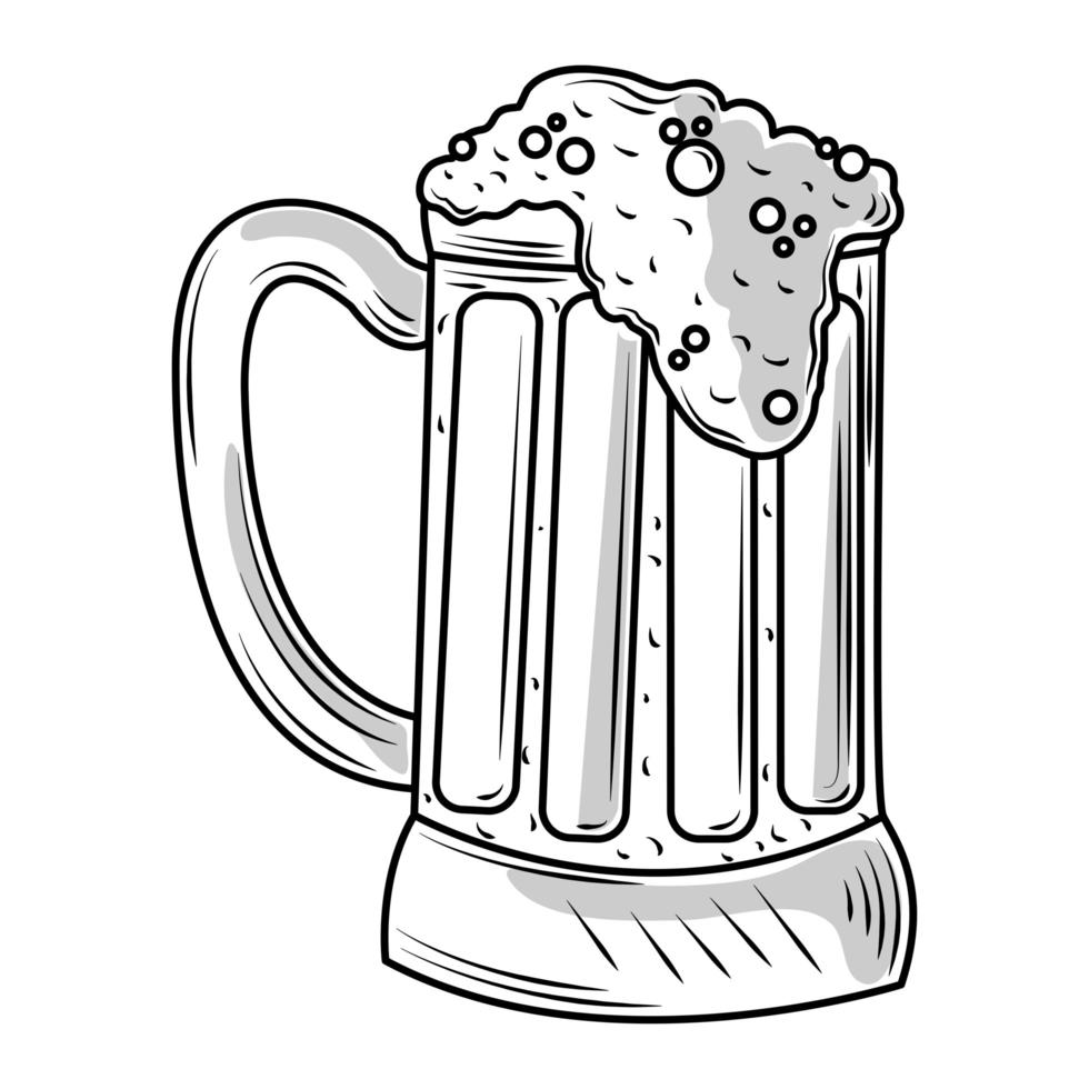 mok met koud bier pictogram schets geïsoleerd vector