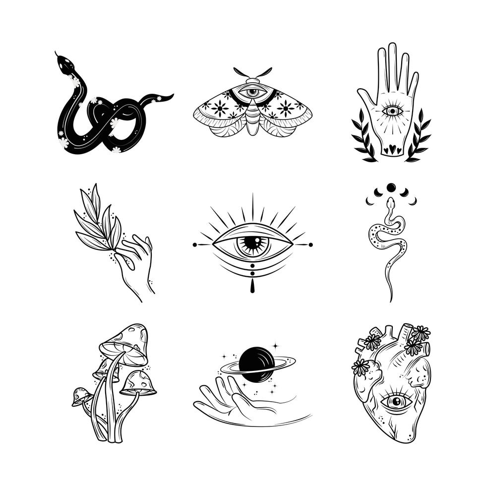 tattoo minimalistisch instellen vector