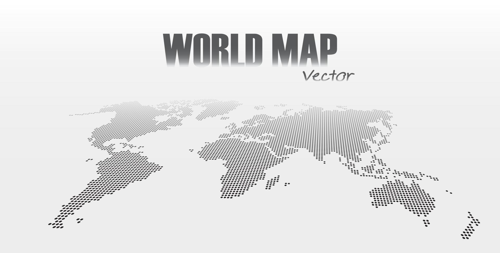 perspectief en gestippelde stijl wereldkaart op grijze achtergrond vector