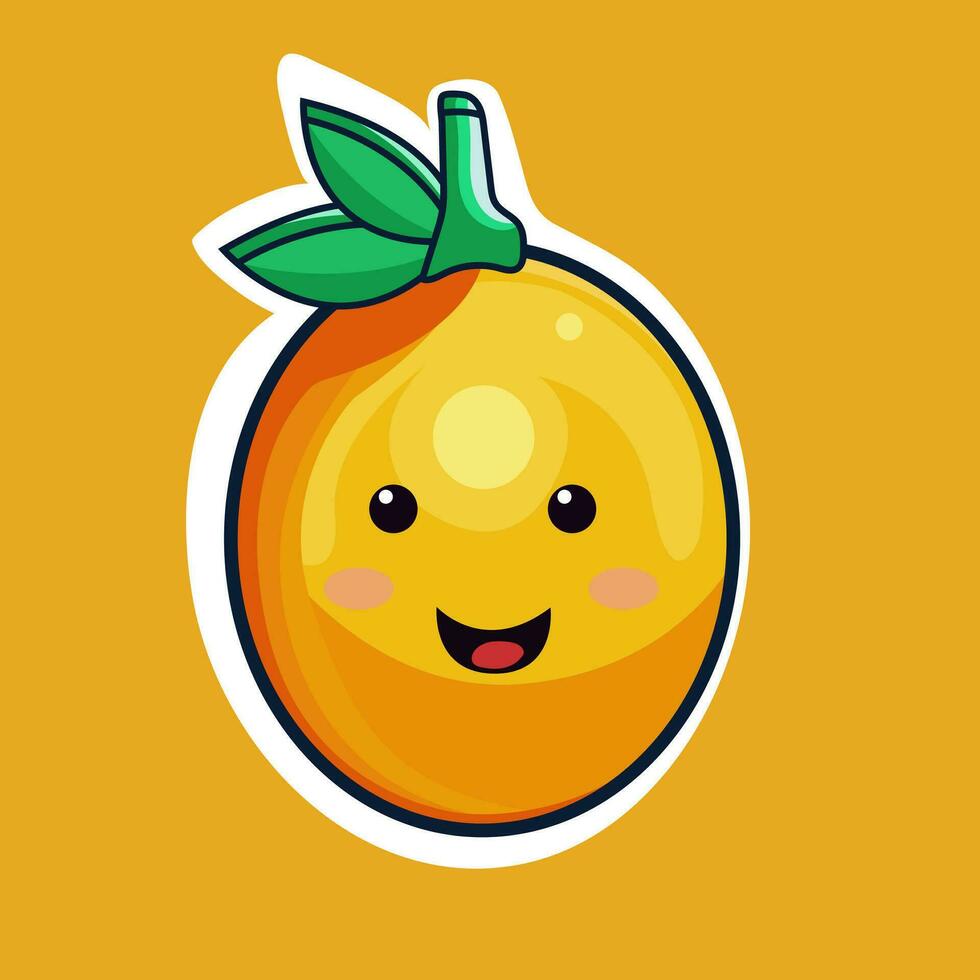 smiley oranje tekenfilm karakter in sticker stijl. vector