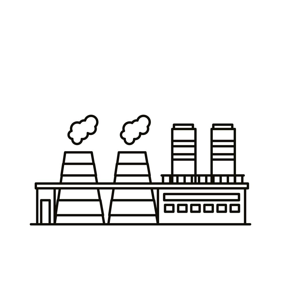 industrie fabrieksgebouwen en schoorstenen lijn stijliconen vector