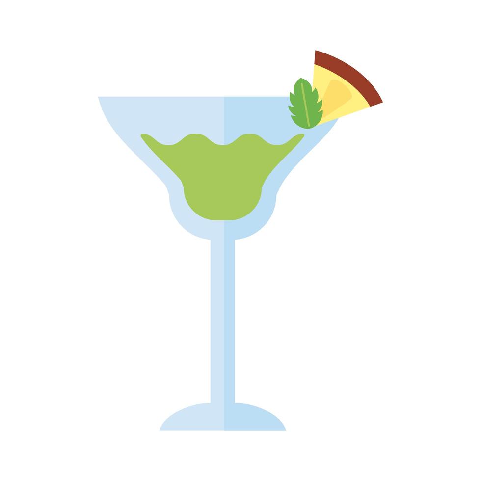 beker met cocktaildrankje en muntblad platte stijlicoon vector