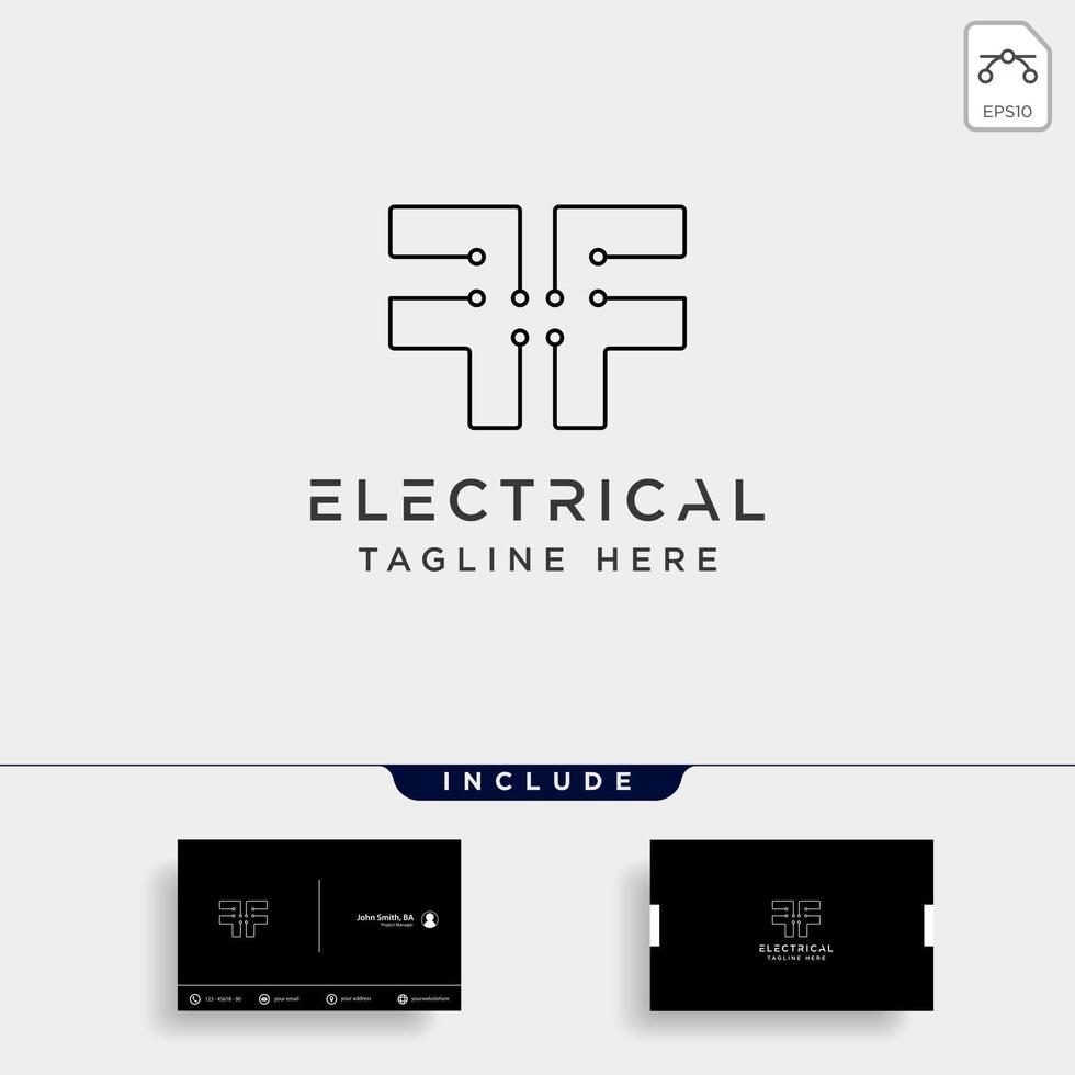 verbinden of elektrische f logo ontwerp vector pictogram element geïsoleerd met visitekaartje omvatten