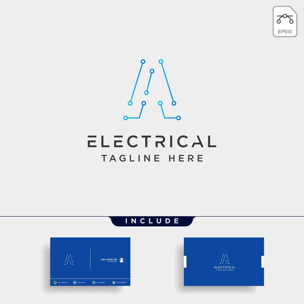 aansluiten of elektrisch een logo-ontwerp vector pictogram element geïsoleerd met visitekaartje omvatten