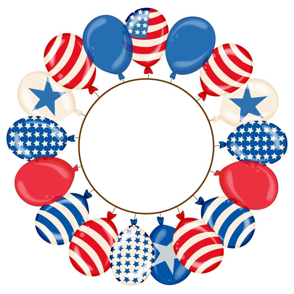 Onafhankelijkheidsdag groet frame met kleur ballonnen geïsoleerd op een witte achtergrond ronde frame met plaats voor tekst vector