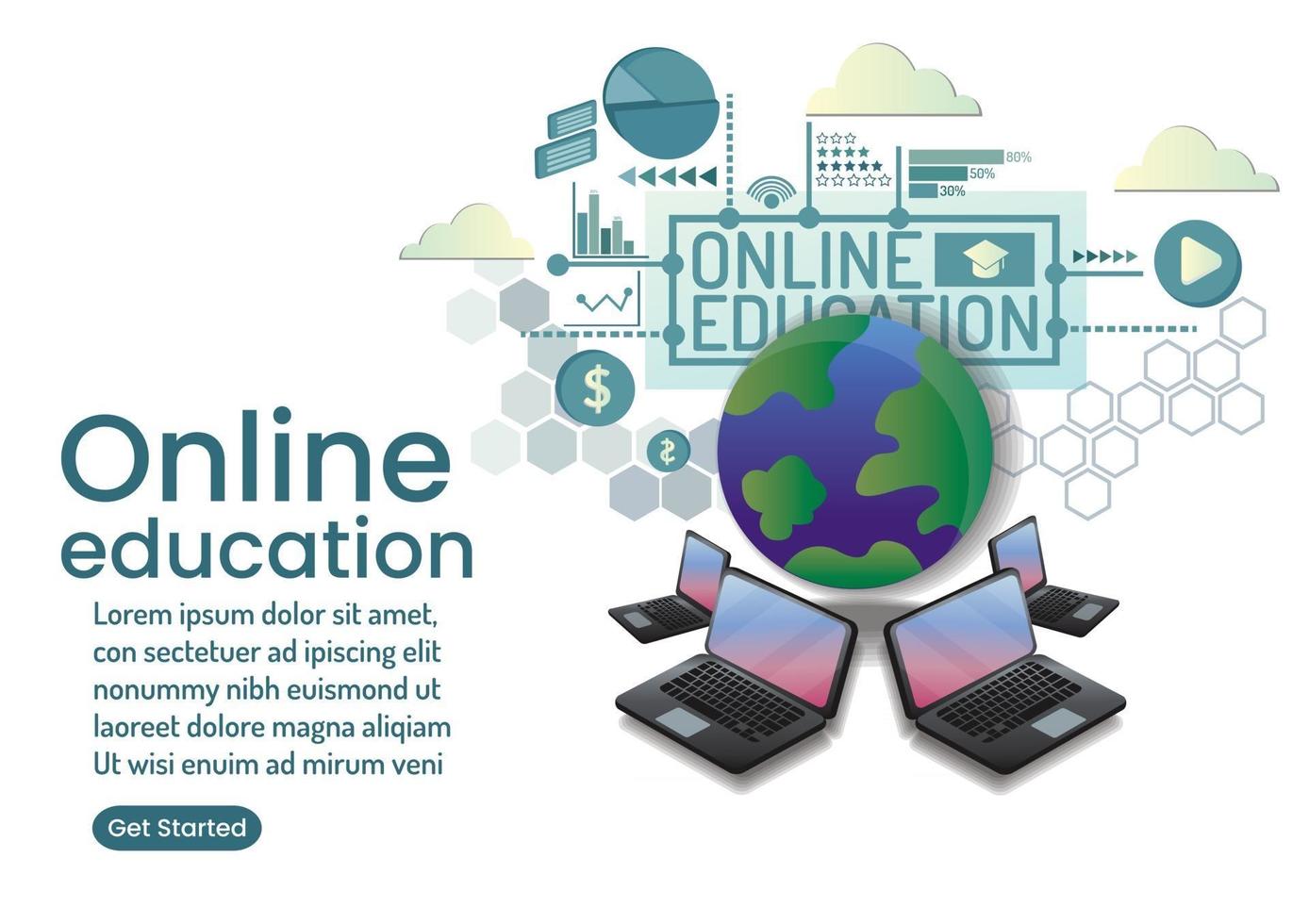 online communicatie online onderwijs online wedsite ontwerp vector