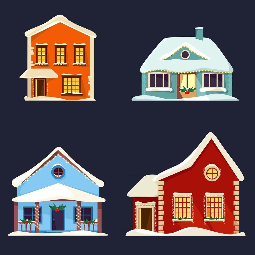 set versierde huizen vector