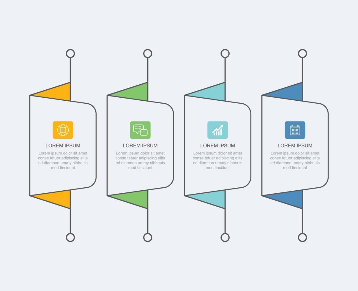 4 data infographics tabblad papier dunne lijn index sjabloon vector illustratie abstracte achtergrond kan worden gebruikt voor workflow layout business stap banner webdesign