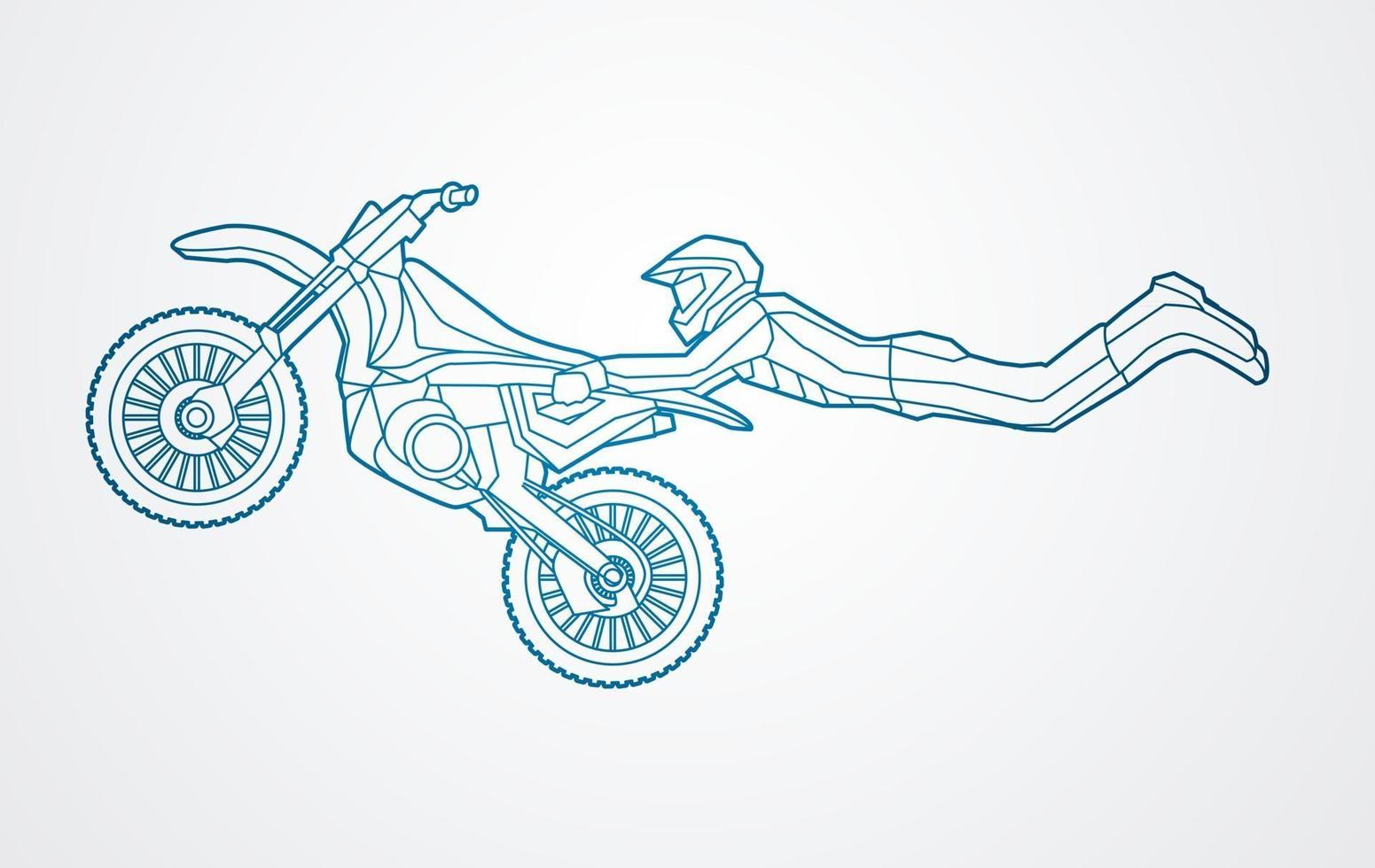 overzicht freestyle motorcross vliegende truc vector