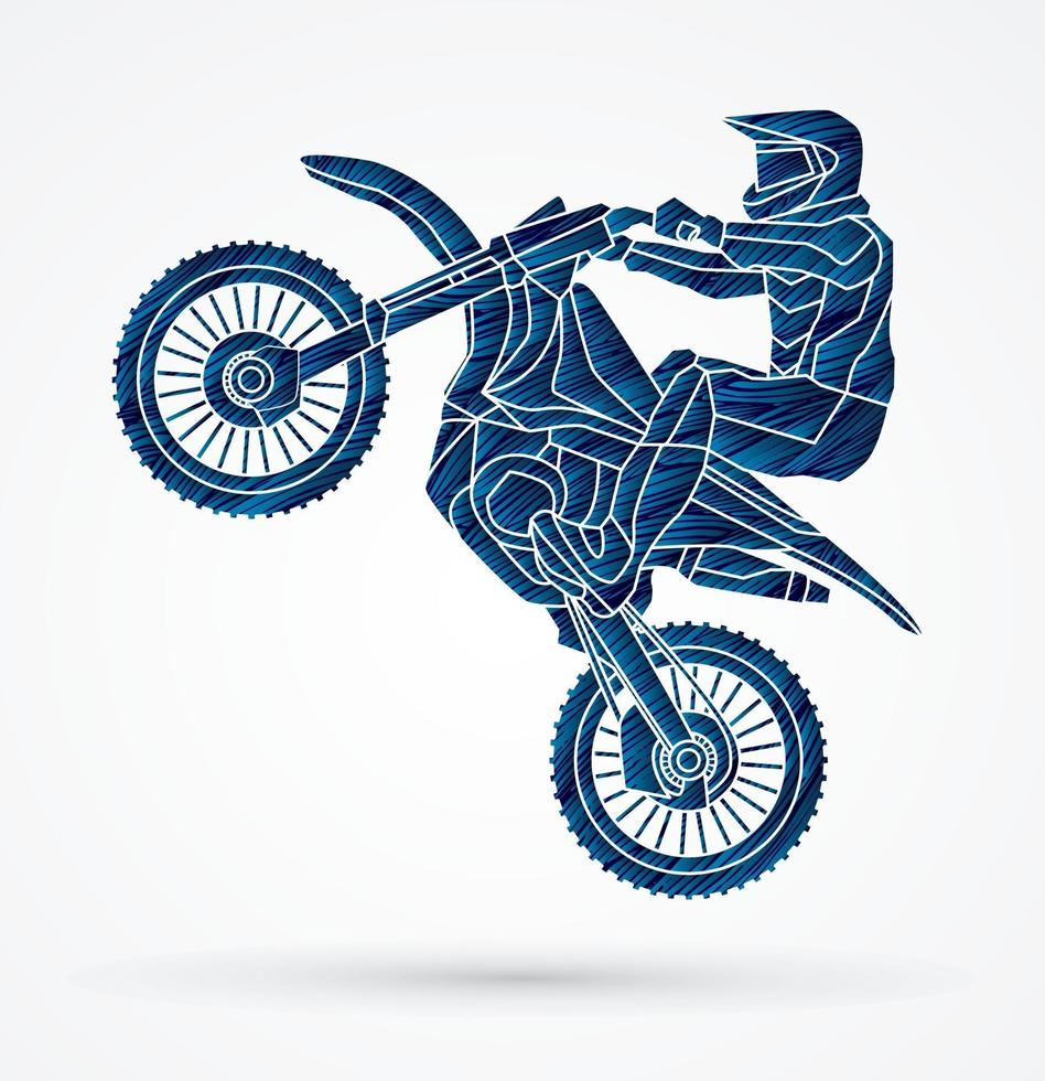 freestyle motorcross vliegende truc vector