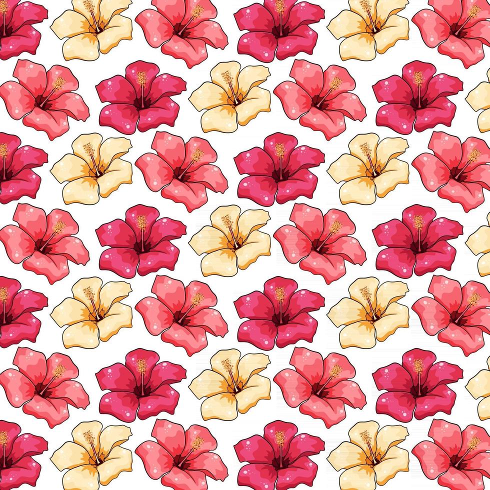 tropisch patroon met exotische bloemen in cartoon stijl vector