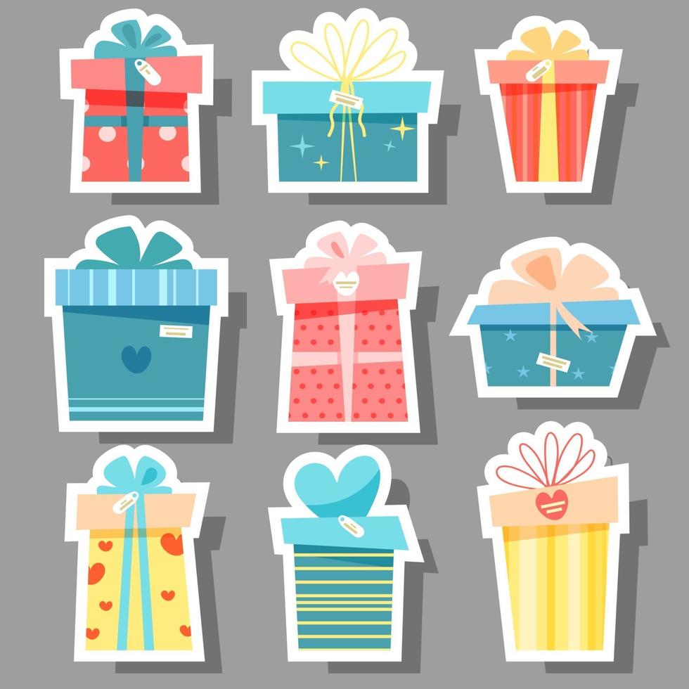 grote set met stickers van cadeaus vector