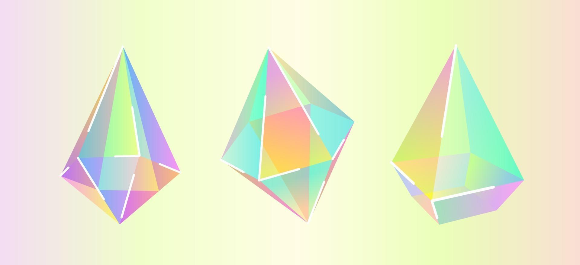 set van kleurovergang kristallen vector illustratie