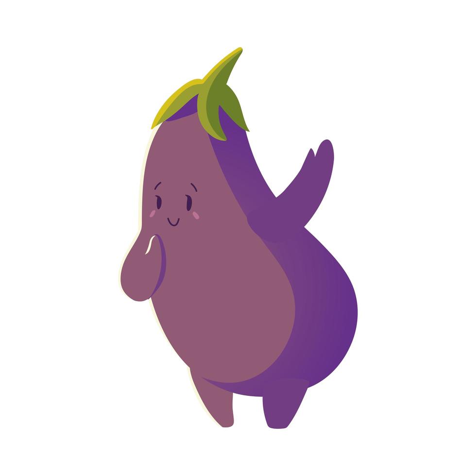 schattige aubergine oogst plantaardige cartoon gedetailleerde geïsoleerde pictogramstijl vector