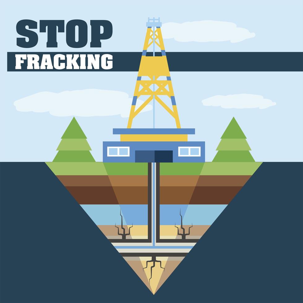 stop met fracking olie-industrie winning en productie vector