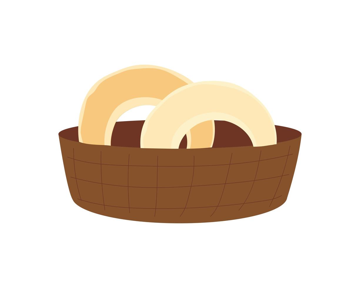 donuts in mand ontbijt pictogram geïsoleerd ontwerp vector