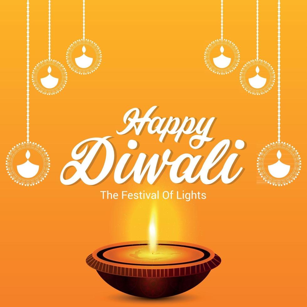 gelukkig diwali indisch festival met creatief diwali diya diwali-festival van licht vector