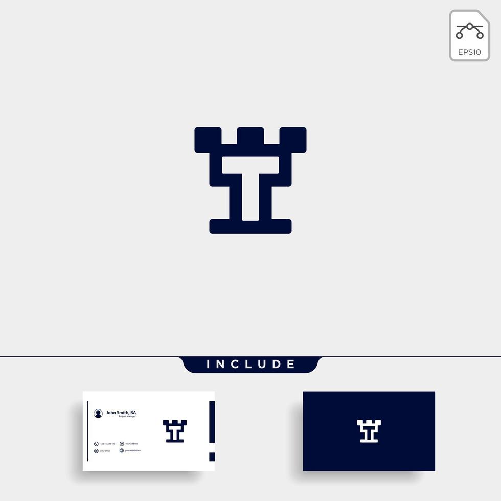 letter t kasteel logo ontwerp vector