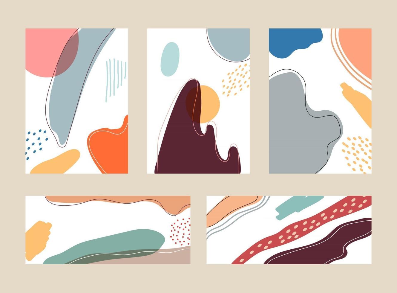 set van reclame hand getrokken organische vormen en lijnen pastel kleurenpatroon collage op witte achtergrond vector