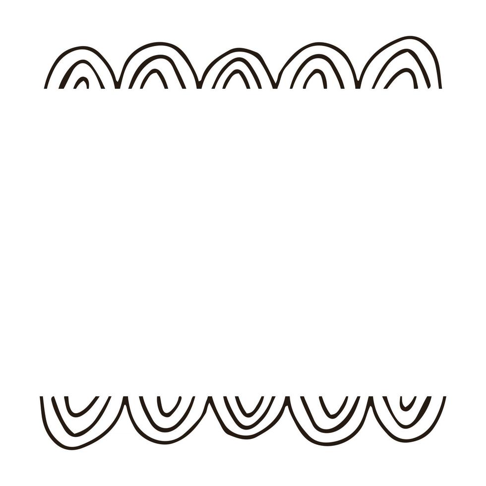 eenvoudig rechthoekig frame in zwart-witte vectorgrens van de Scandinavische stijl voor de krabbelstijl van de briefkaartbanner vector