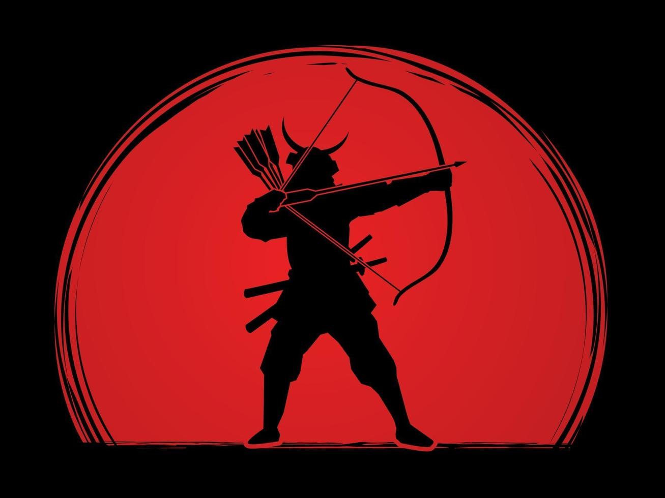 silhouet samurai krijger boogschutter vector