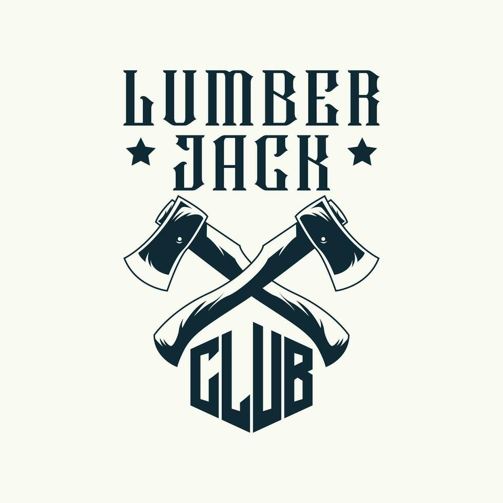 timmerhout jack club symbool, wijnoogst houthakker logo ontwerp vector