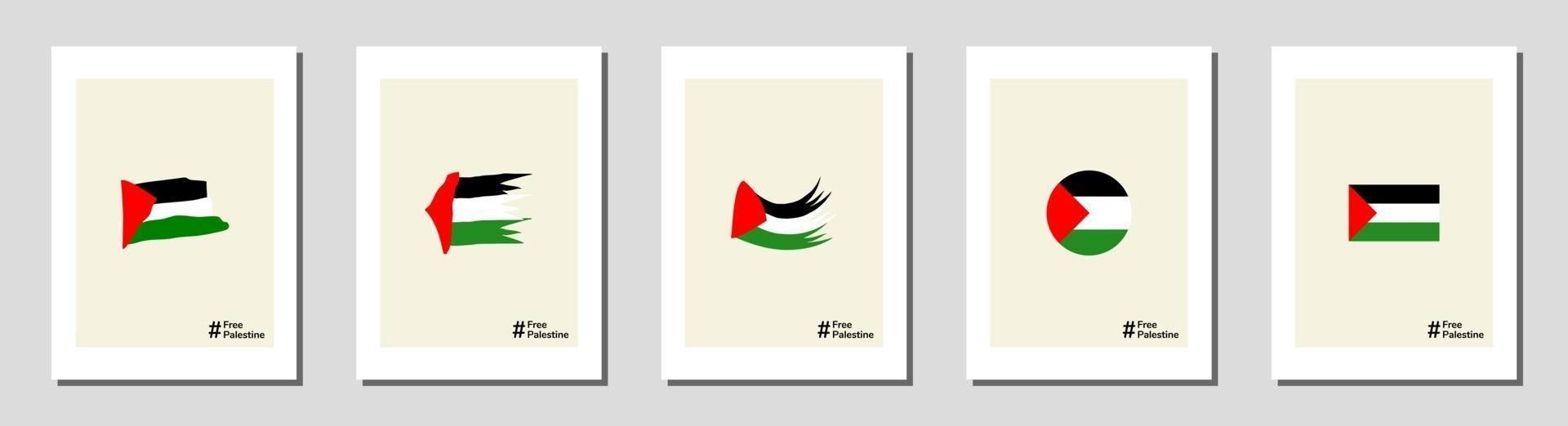 gratis palestina en set van palestina vlag met penseel handgetekende achtergrond voor muurontwerp vector