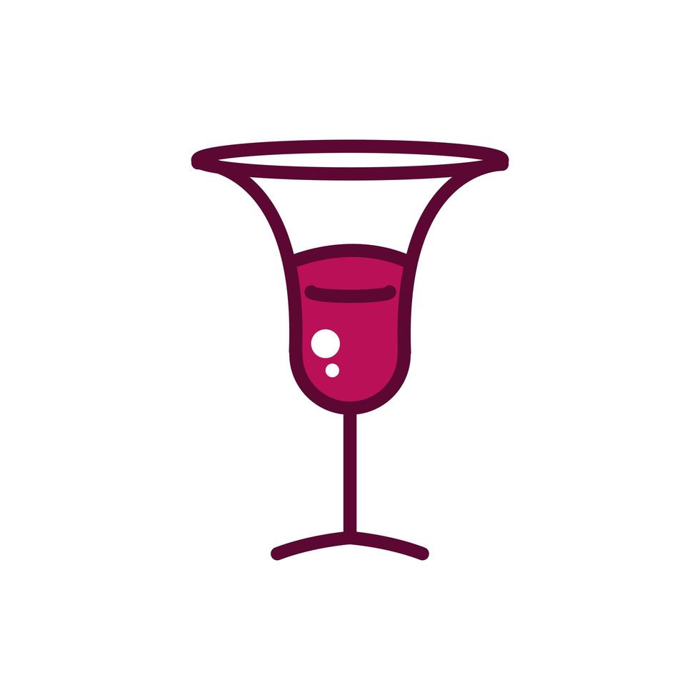 wijnglas elegantie viering drankje drank pictogram lijn en gevuld vector