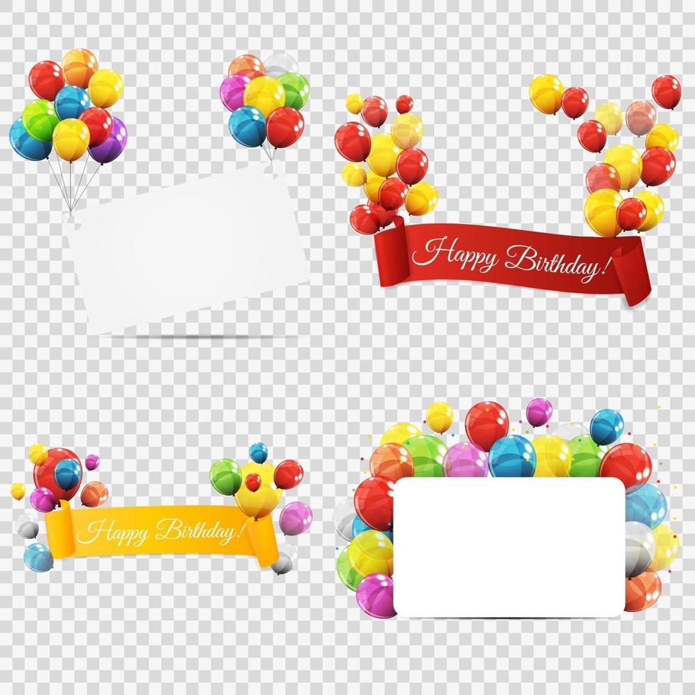 groep van kleur glanzend helium ballonnen met lint geïsoleerd vector