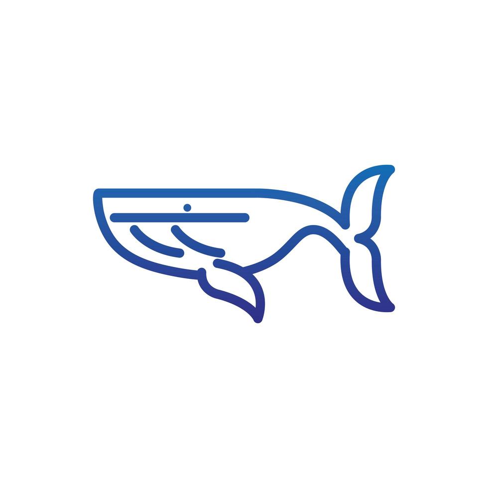 gigantische walvis bultrug zeeleven dikke lijn blauw vector