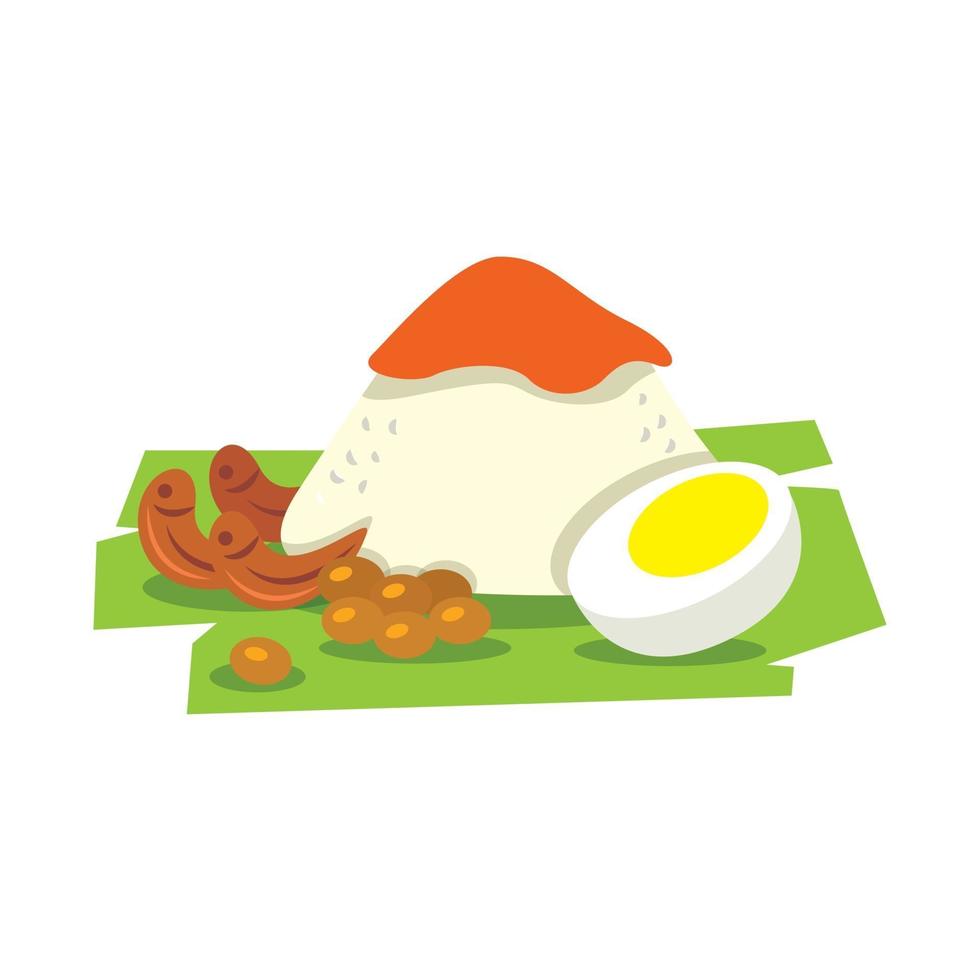 Maleisische nasi lemak decorontwerp plat vector