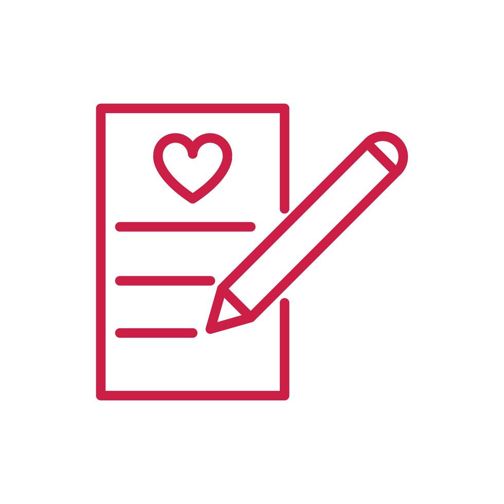 gelukkige Valentijnsdag schrijven brief bericht hart rode lijn ontwerp vector