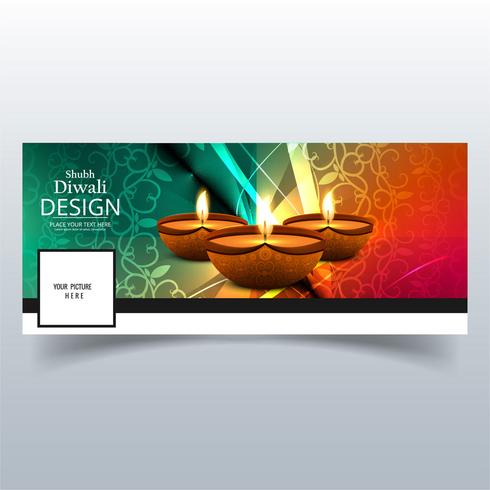 Mooi Happy diwali diya olielamp festival facebook cover des vector