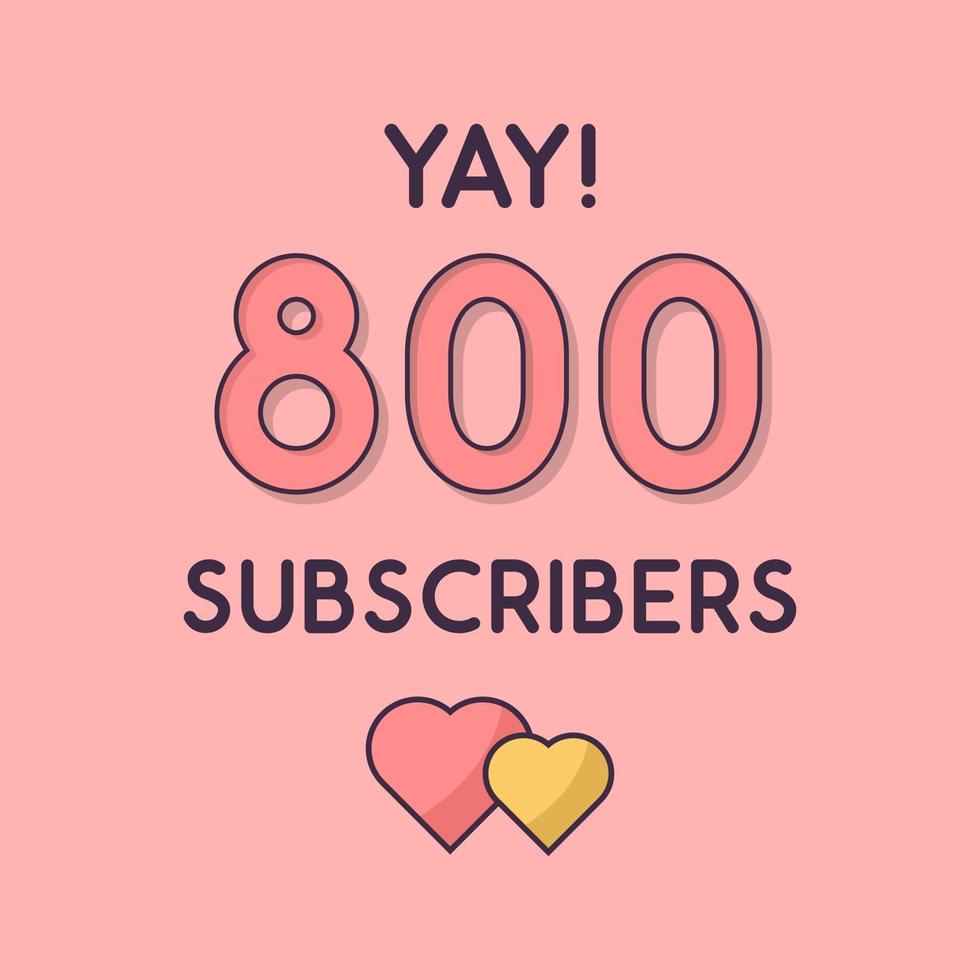 yay 800 abonnees viering wenskaart vector