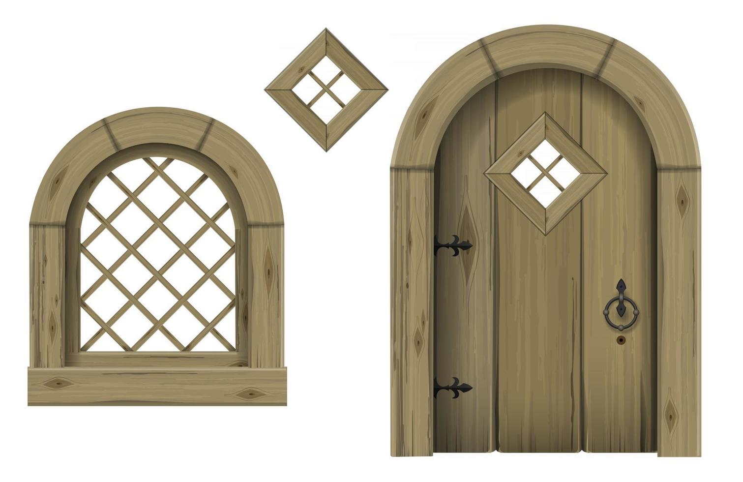 oude houten gebogen deur fantasie Scandinavische gotiek vector