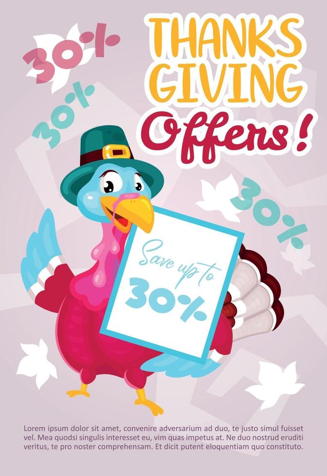 thanksgiving biedt poster vector sjabloon