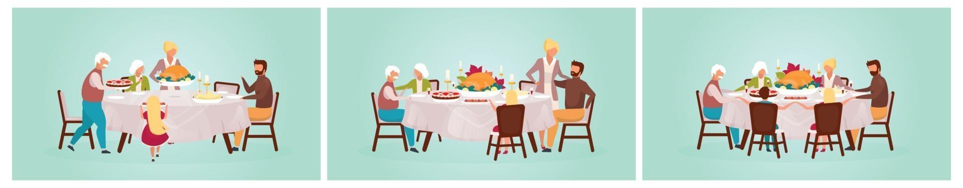 thanksgiving day platte vector illustratie set