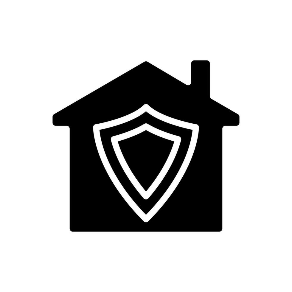 huis veiligheid zwart glyph icoon. inbraak preventie. eigendom verzekering. geautomatiseerd veiligheid systeem. toezicht. silhouet symbool Aan wit ruimte. solide pictogram. vector geïsoleerd illustratie