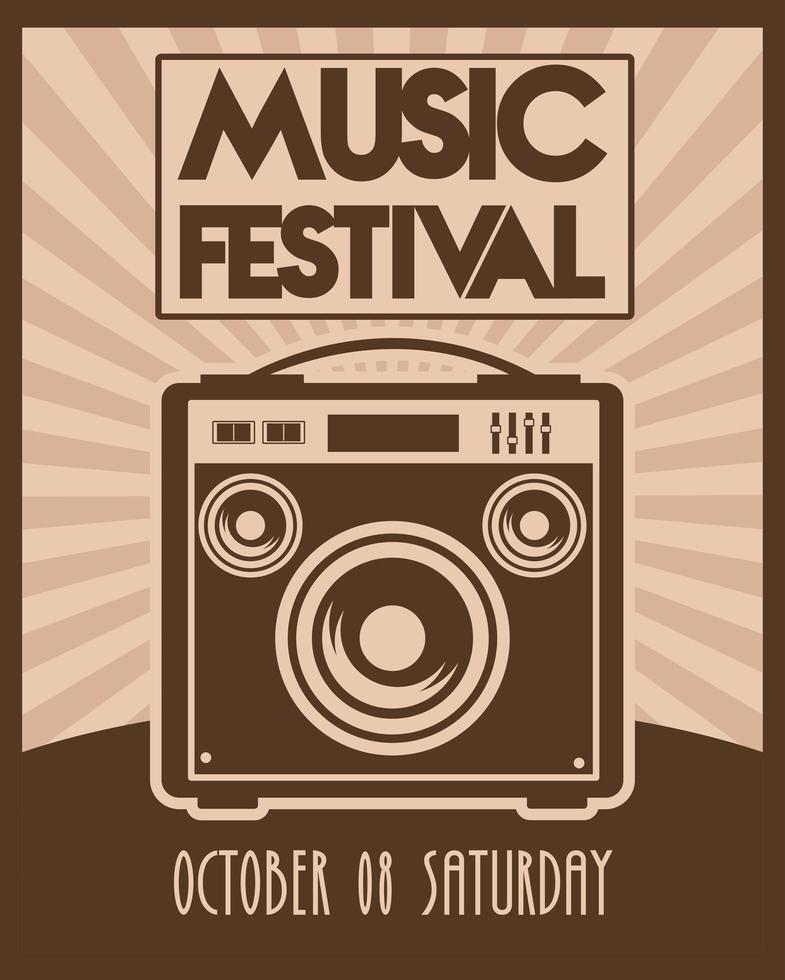 muziekfestival poster met speaker vintage stijl vector
