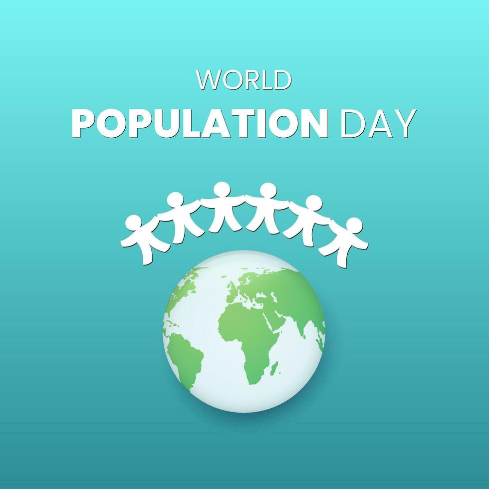 wereld bevolking dag vector illustratie. banier of poster met papier besnoeiing stijl.