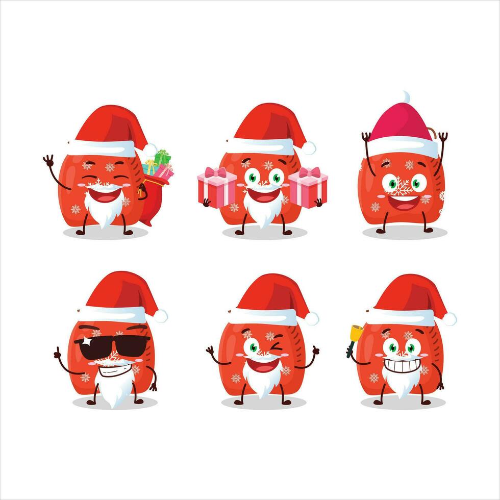 de kerstman claus emoticons met rood de kerstman zak tekenfilm karakter vector