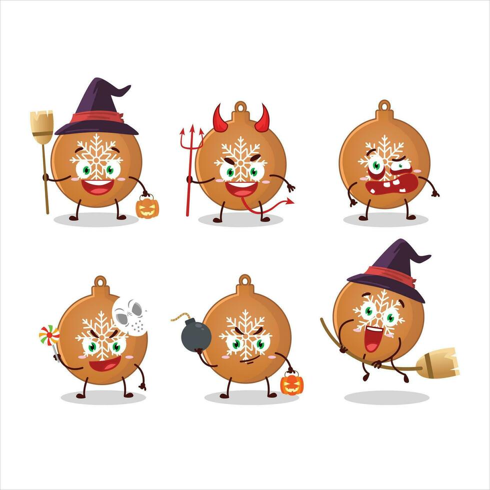 halloween uitdrukking emoticons met tekenfilm karakter van Kerstmis bal koekjes vector